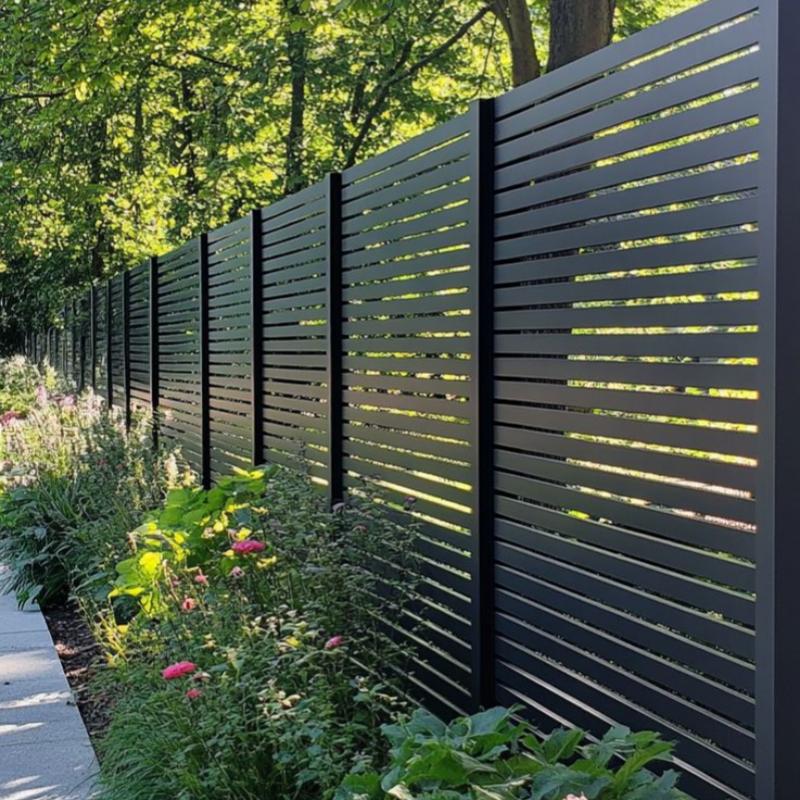 All Weather Resistant Aluminum Fence Railing Sturdy Rustproof Protective Barrier for Exterior Public and Private Areas