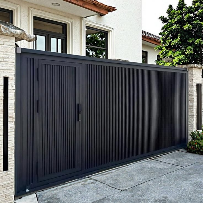 Modern Durable Aluminum Alloy Gate Powder Coated Finish for Villa Garden Entrance Security