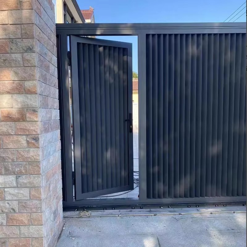 Modern Aluminum Alloy Retractable Courtyard Gate, High-End Villa Garden Entrance Door, Outdoor Art Double Door for Small Yard