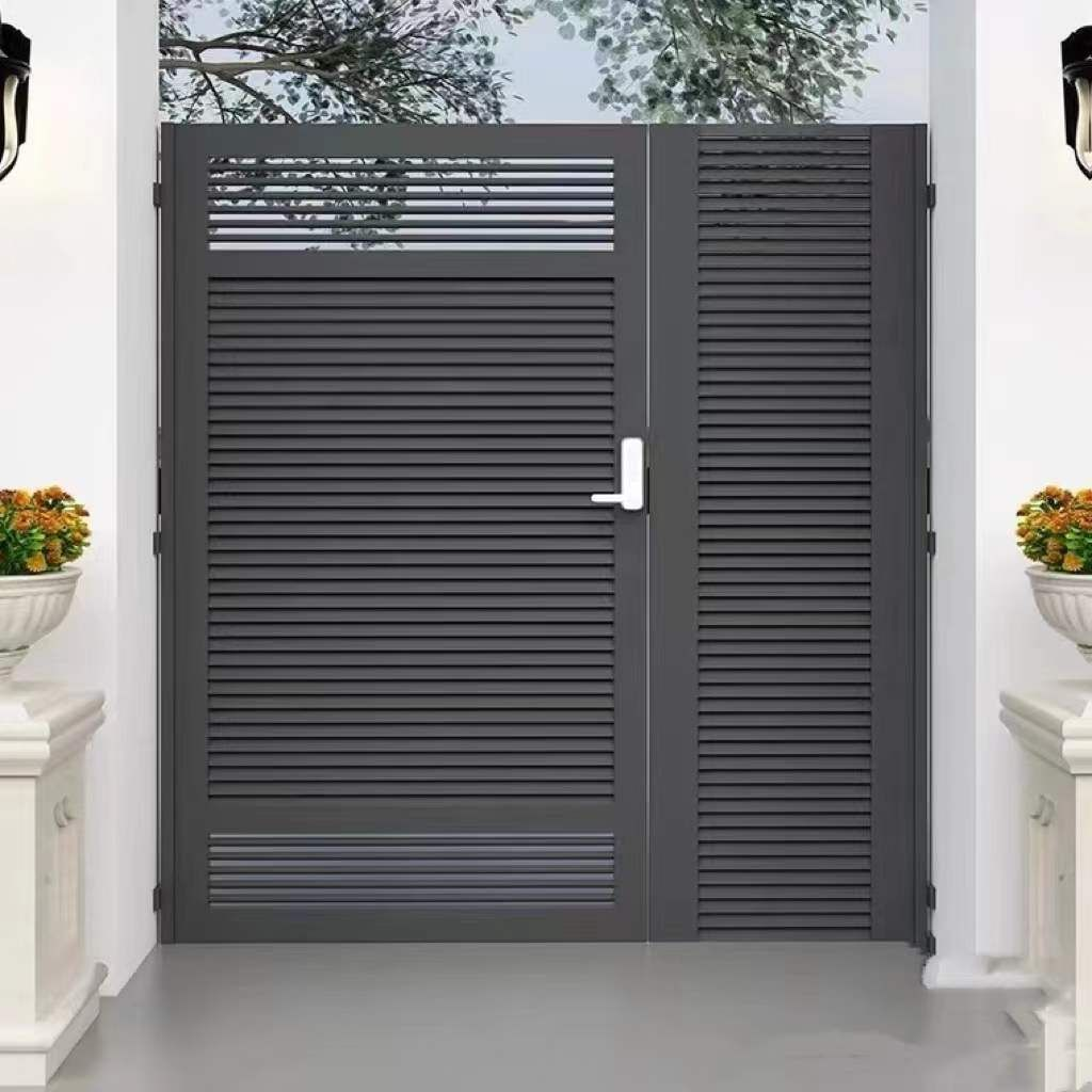 Aluminum Alloy Modern Retractable Courtyard Gate Villa Garden Entrance Door Outdoor Art High End Single Door Small Yard