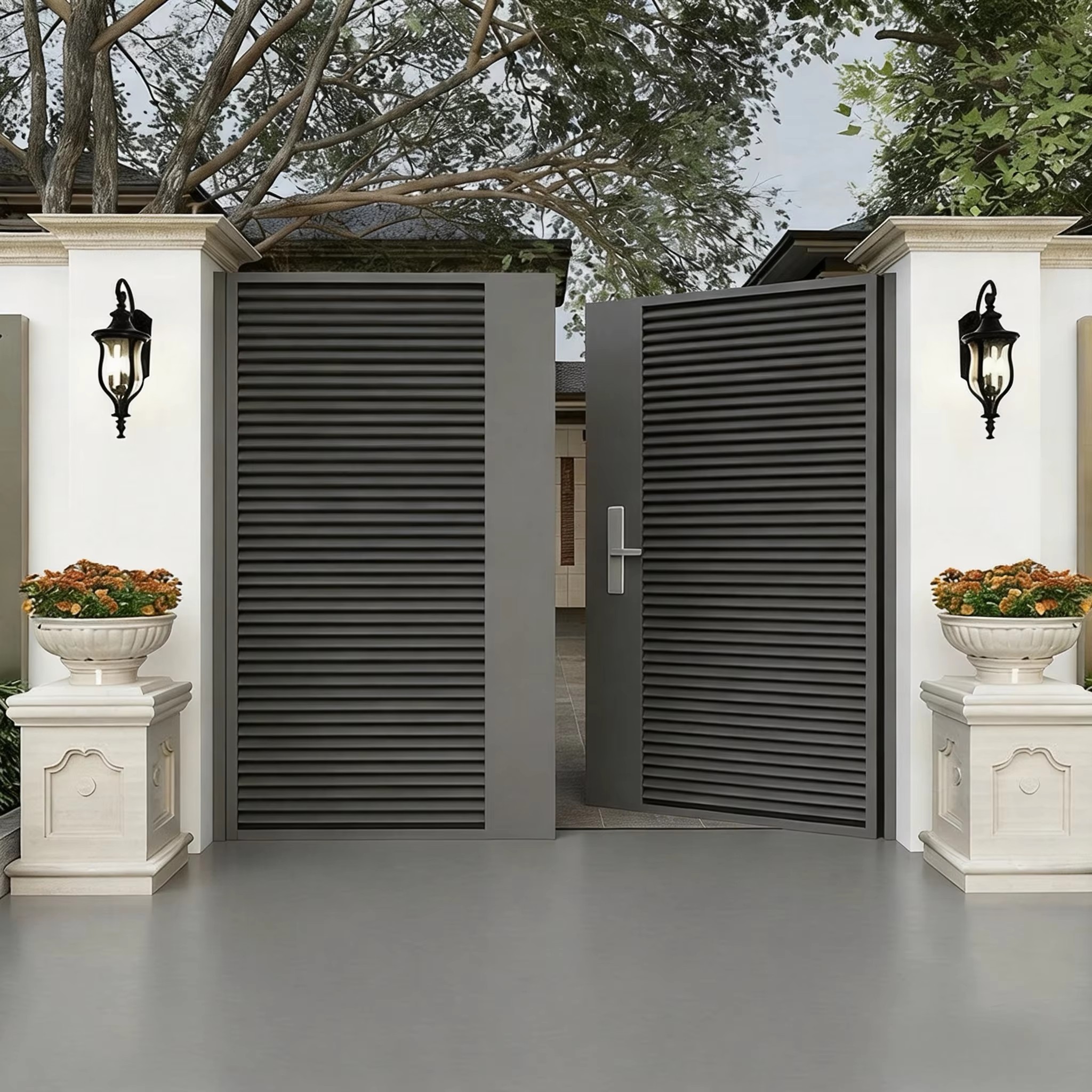 Premium Aluminum Villa Gate with Powder Coated Surface Stylish Design Security Gate for Villa Driveway and Home Exterior