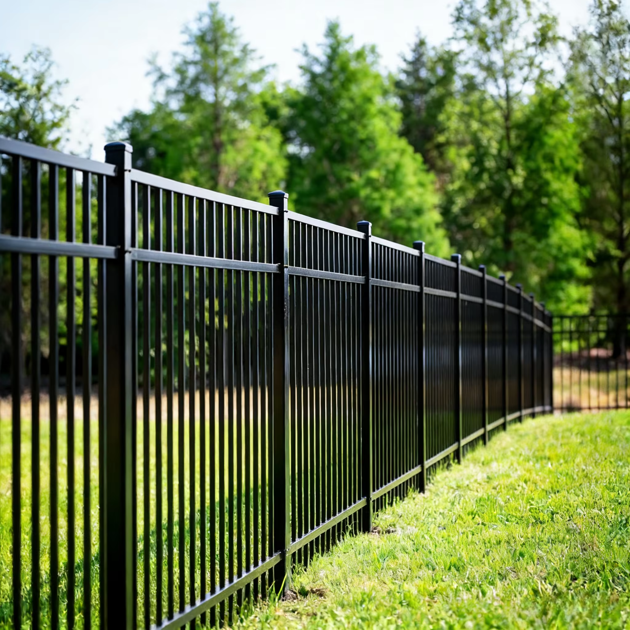 All Weather Resistant Aluminum Fence Railing Sturdy Rustproof Protective Barrier for Exterior Public and Private Areas