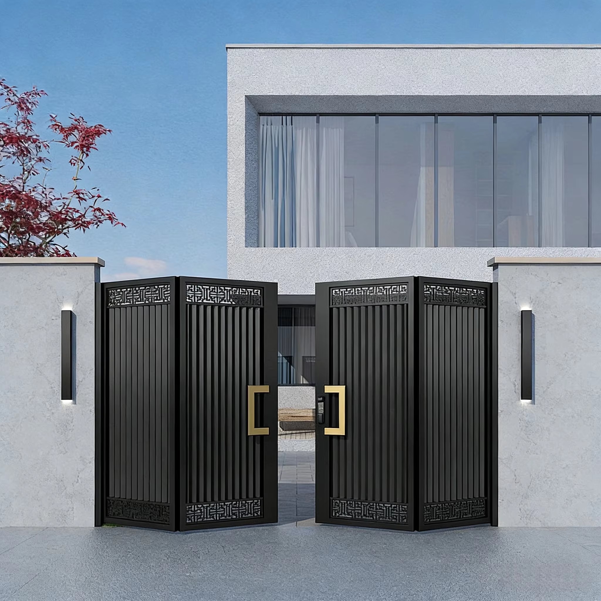 Customized Aluminium Swing Gate Latest Main Gate Design for Outdoor Garden House Easy Assembly Electric Security Gate
